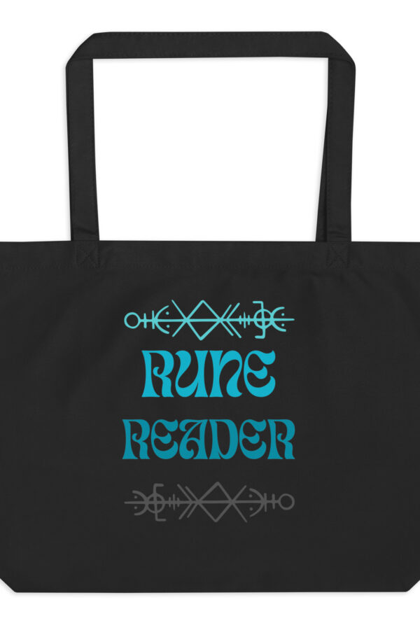 Rune Reader Aqua Script Large organic tote bag