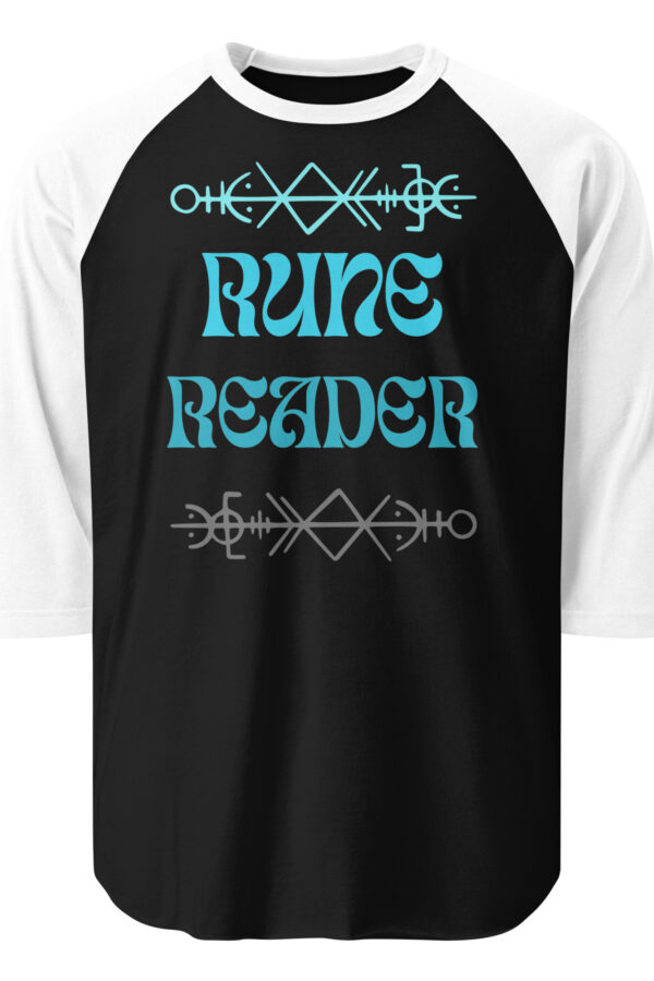 Rune Reader Aqua Script 3/4 sleeve raglan shirt