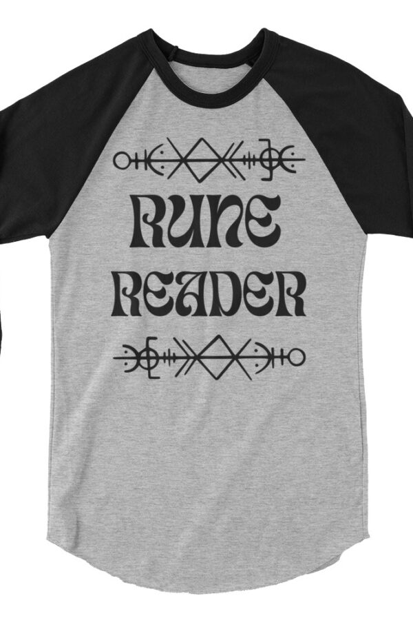 Rune Reader Black Script 3/4 sleeve raglan shirt